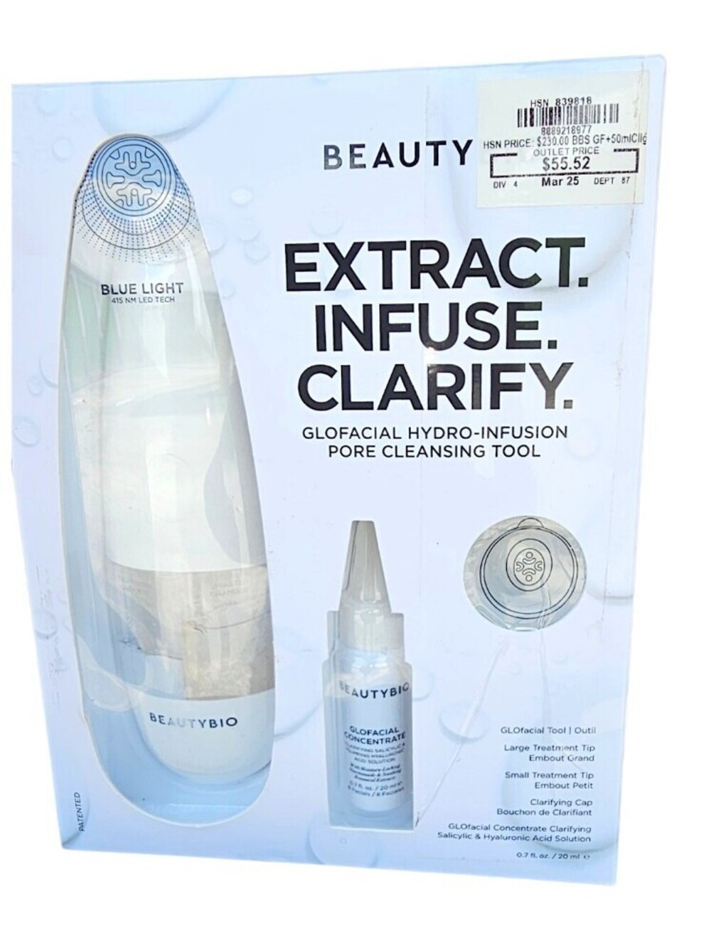 Beauty Bio Glofacial Pore Cleansing Tool NEW Open Box White